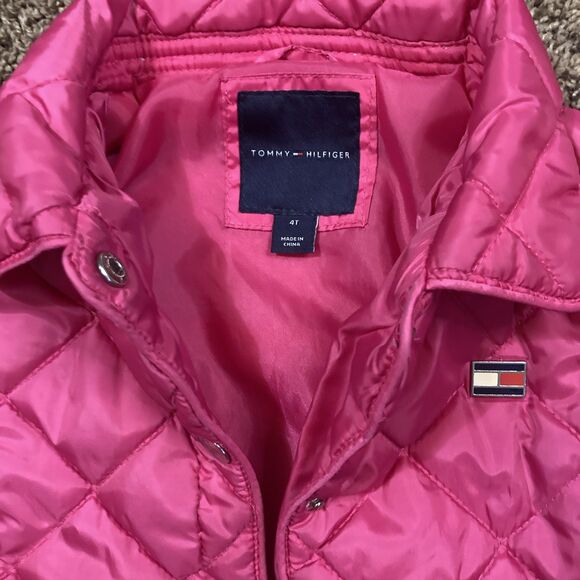 Tommy Hilfiger Girls Pink Diamond Quilted Barn Jacket Coat Size 4T - Picture 6 of 13